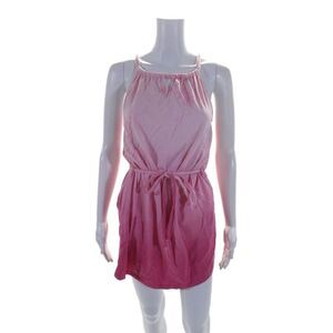 Letarte Handmade Womens Cotton Blend Ombre Sleeveless Mini Dress Pink Size M